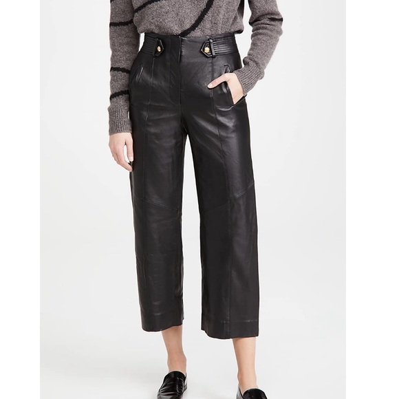VERONICA BEARD Agee wide-leg leather pants-NWT-6 - Picture 2 of 4